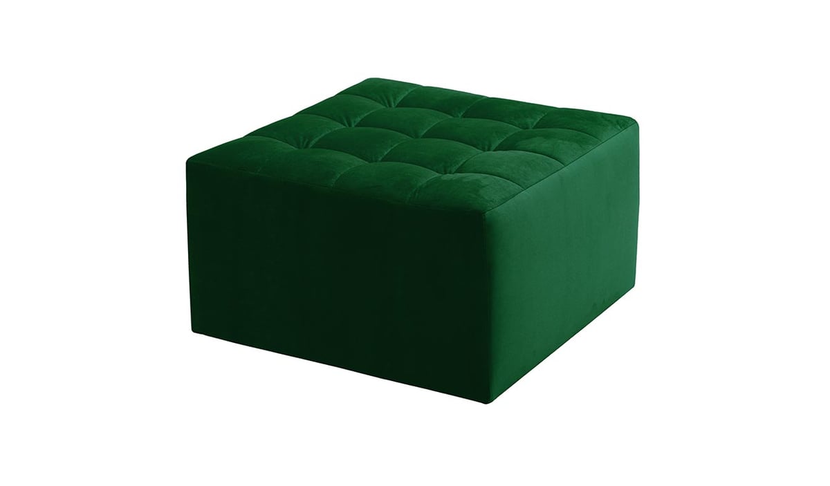 Quadratischer Polsterhocker mit Ziernähten Flair