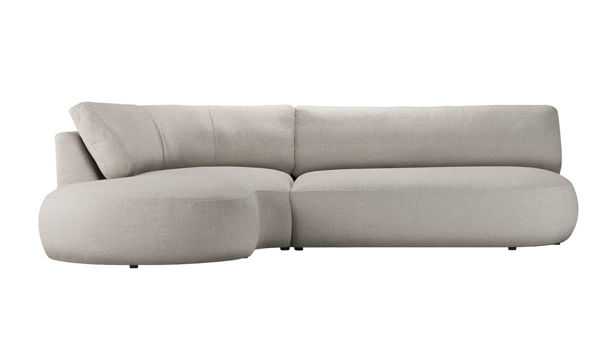 Minimalistische linksseitige Eckcouch Ace mit abgerundeter Form
