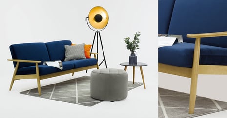 Sofas mit Details aus Holz: empfohlene Modelle